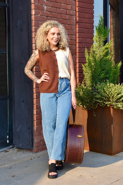 Cinnamon Split Sweater Vest *RESTOCKED*